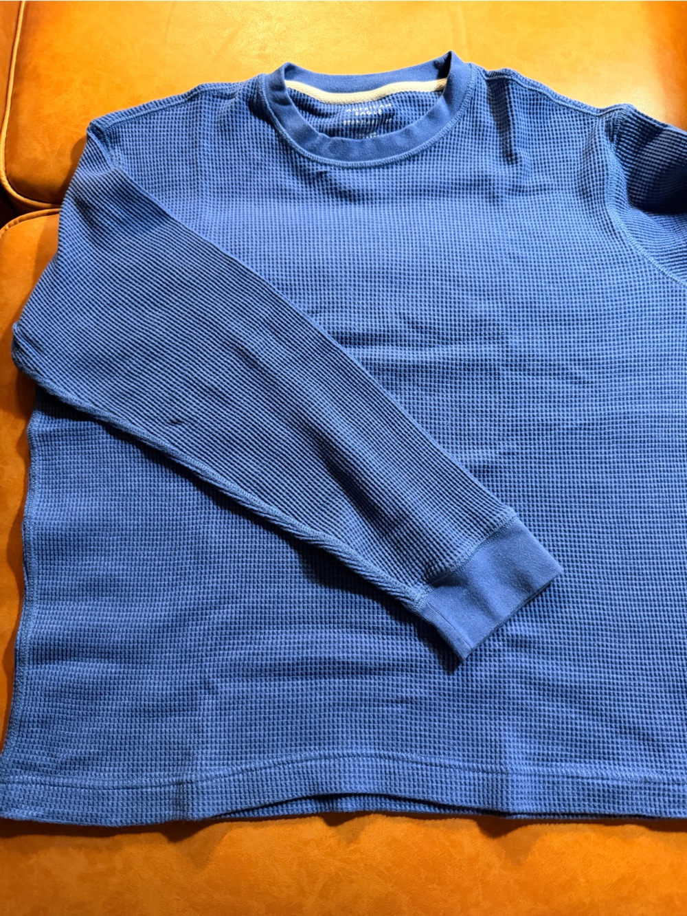 NWOT American Eagle Blue Men's Thermal Long-Sleeve Top - Lightweight Waffle Knit